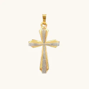 14K YELLOW GOLD WITH RHODIUM DESIGN CROSS PENDANT