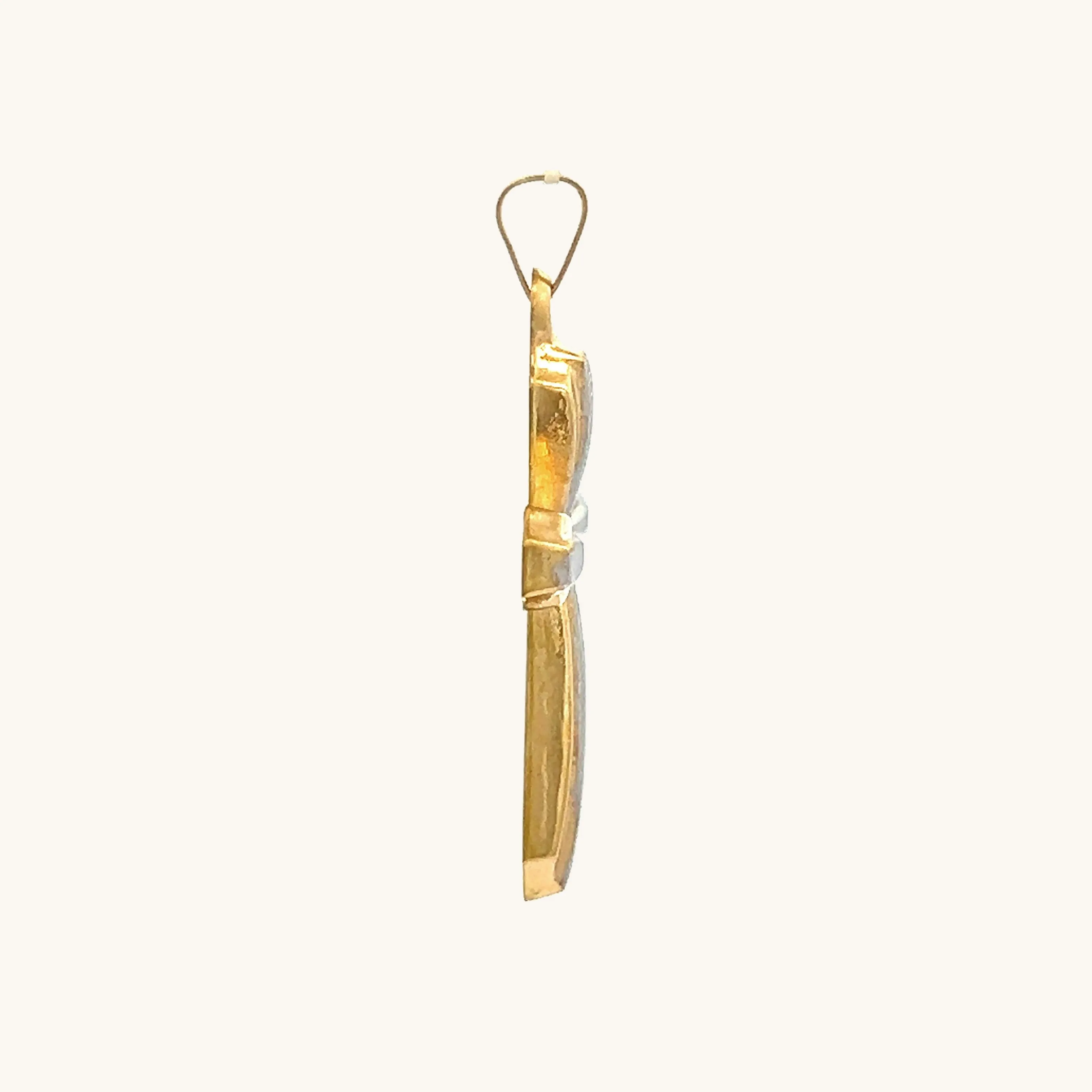 14K YELLOW GOLD WITH RHODIUM DESIGN CROSS PENDANT