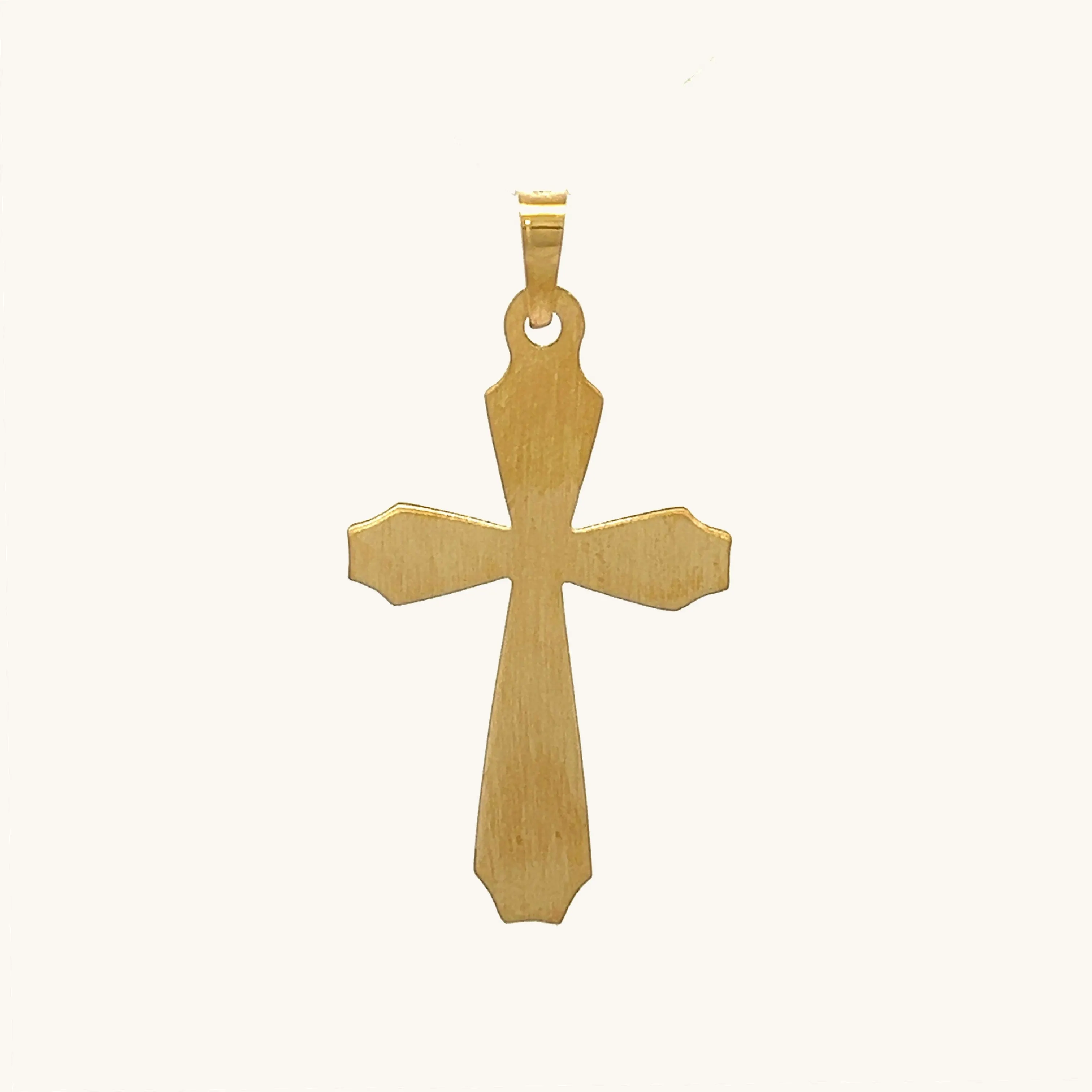 14K YELLOW GOLD WITH RHODIUM DESIGN CROSS PENDANT