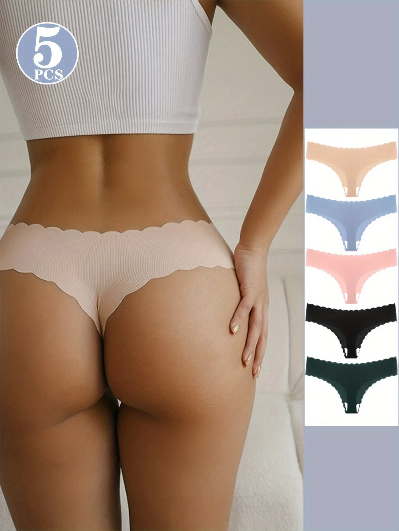5-Pack Thin Seamless Yoga Thong Panties