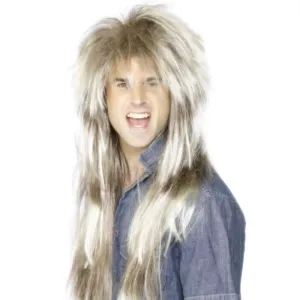 80's Mega Mullet Wig, Blonde & Brown