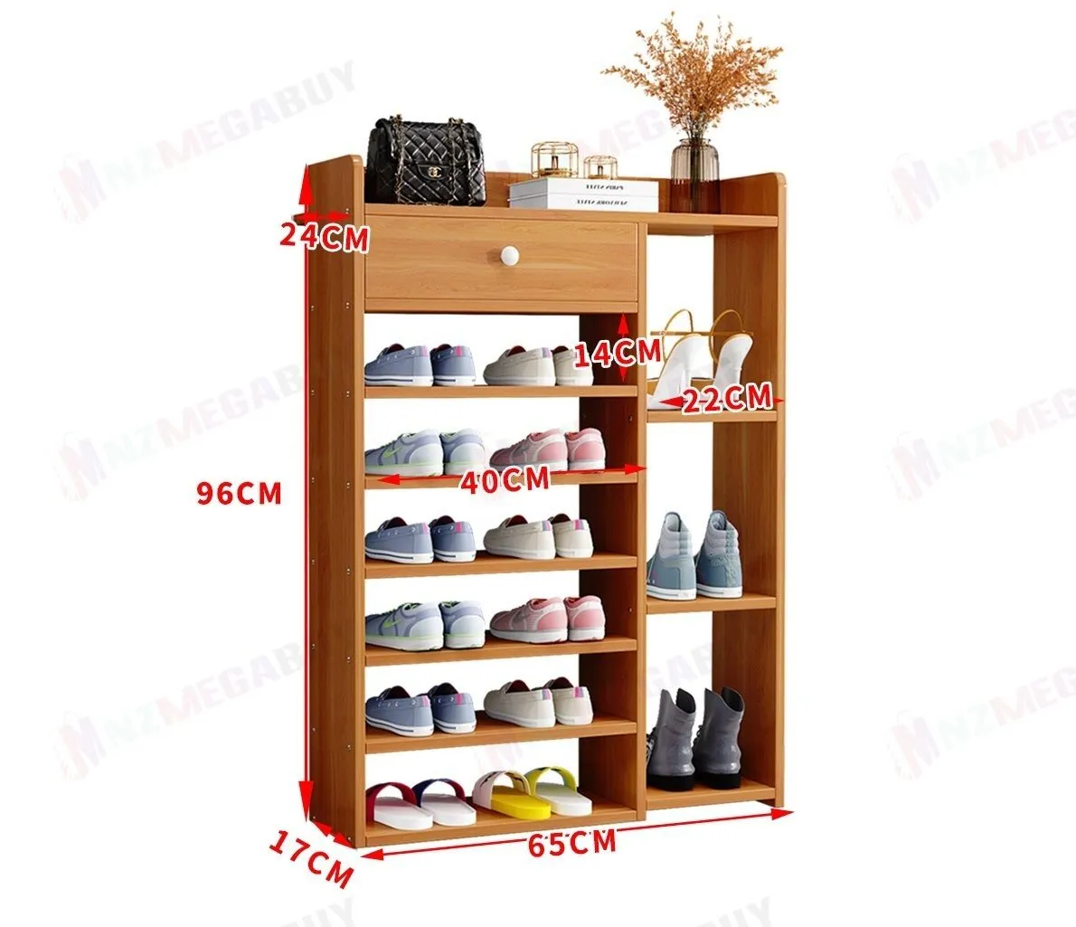 9 Tiers Wooden Shoe Rack Cabinet "White"
