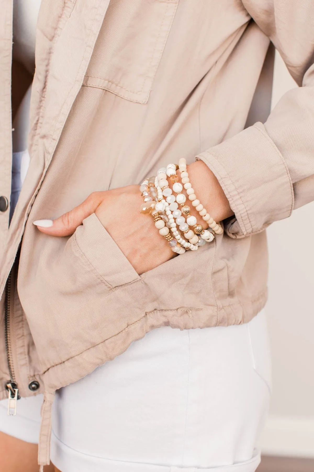 All Decked Out 6 Layer Bracelet Set- Natural