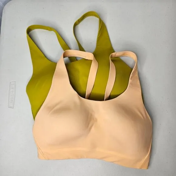 Athleta Women's Advance Bra B-G Size 32D Sunset Orange &amp; Oxidized Yellow Active