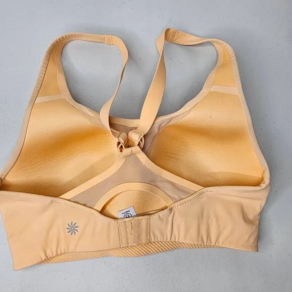 Athleta Women's Advance Bra B-G Size 32D Sunset Orange &amp; Oxidized Yellow Active