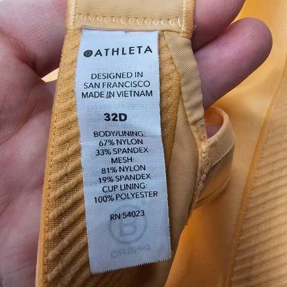 Athleta Women's Advance Bra B-G Size 32D Sunset Orange &amp; Oxidized Yellow Active