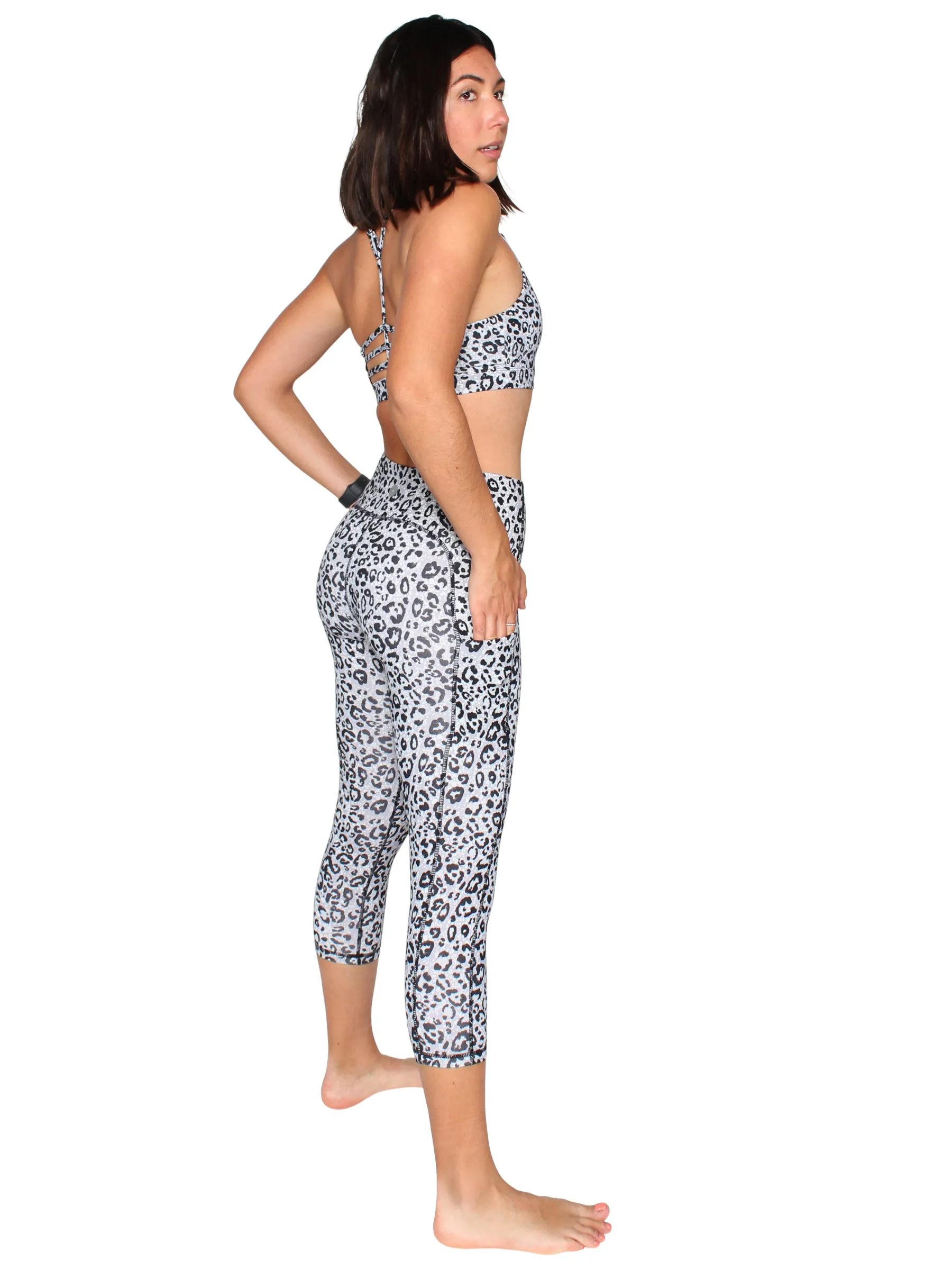 Awaken leopard 7/8 pocket tights - grey
