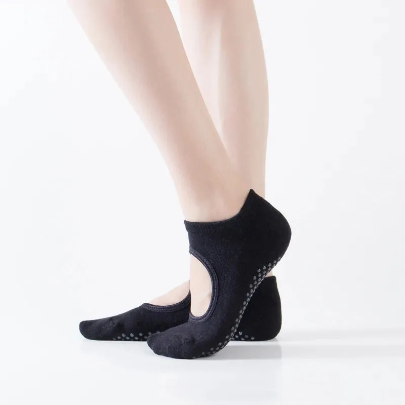 Backless Women Pilates Socks Silicone Non-Slip Fitness Yoga Socks Cotton Sport Ballet Dance Breathable Socks for Gym Exercise