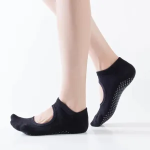Backless Women Pilates Socks Silicone Non-Slip Fitness Yoga Socks Cotton Sport Ballet Dance Breathable Socks for Gym Exercise