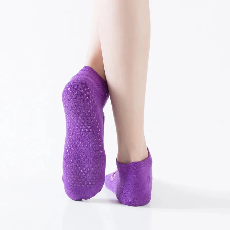 Backless Women Pilates Socks Silicone Non-Slip Fitness Yoga Socks Cotton Sport Ballet Dance Breathable Socks for Gym Exercise