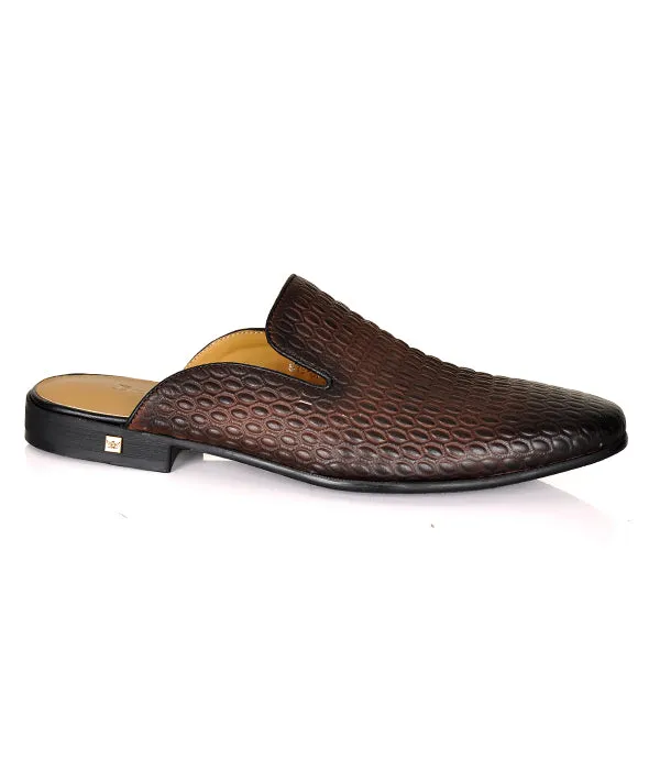 Berluti Dotted Coffee Croc Mules