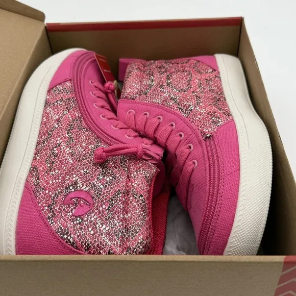 Billy Classic DJR High II Shoes 6 Fuchsia Snake Pink Lace &amp; Easy Zipper NIB