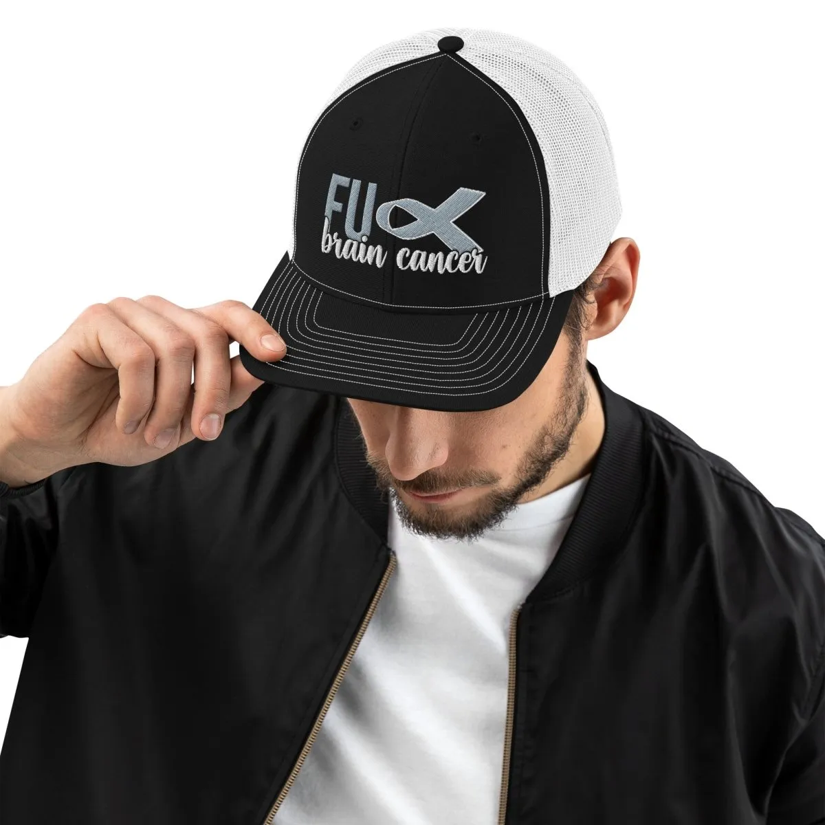 Brain Cancer FU Embroidered Trucker Cap