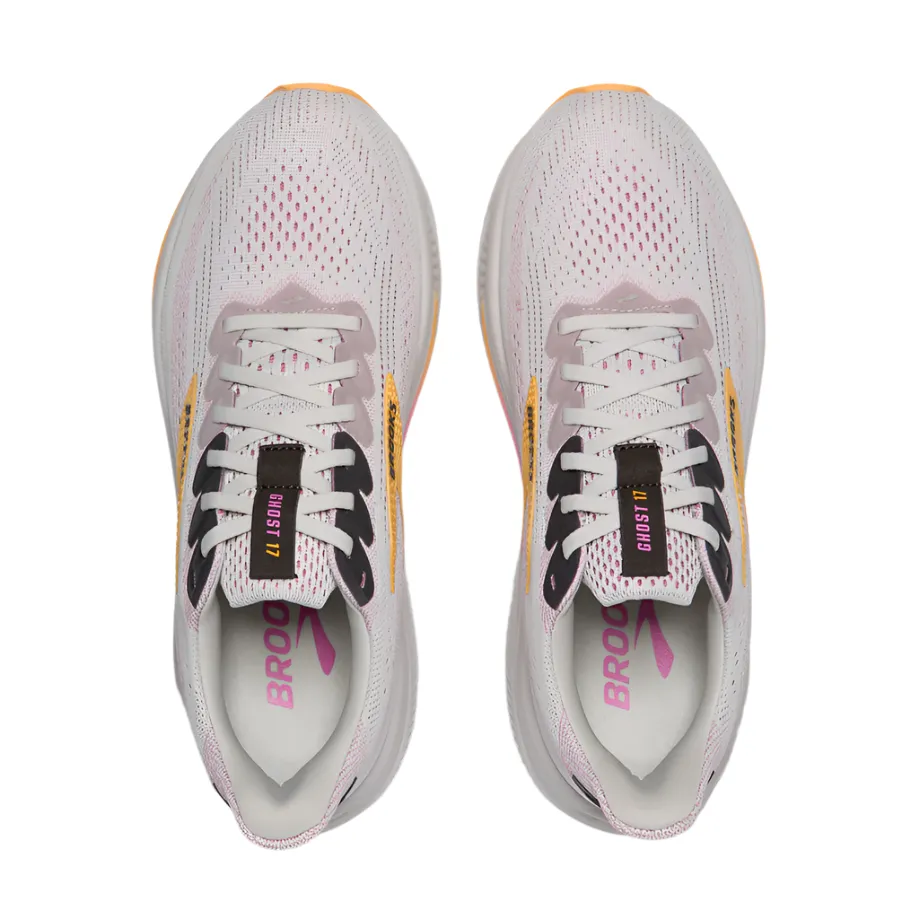 Brooks Women's Ghost 17 Dynamic Road Running Sneaker - Oyster/Apricot/Pink