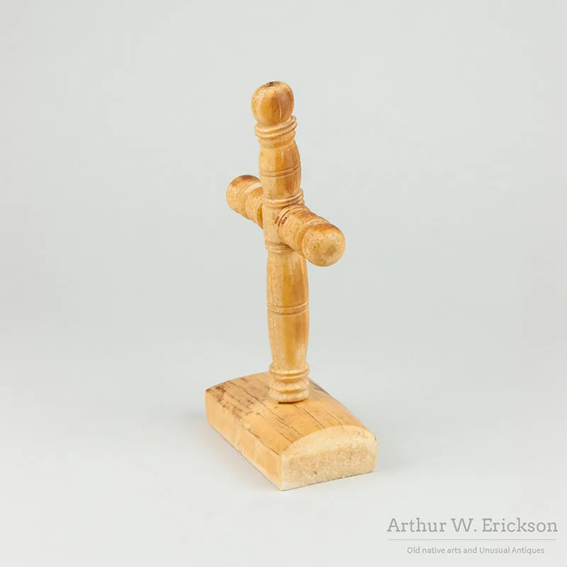 Carved Walrus Ivory Russian Cross on Ivory Base