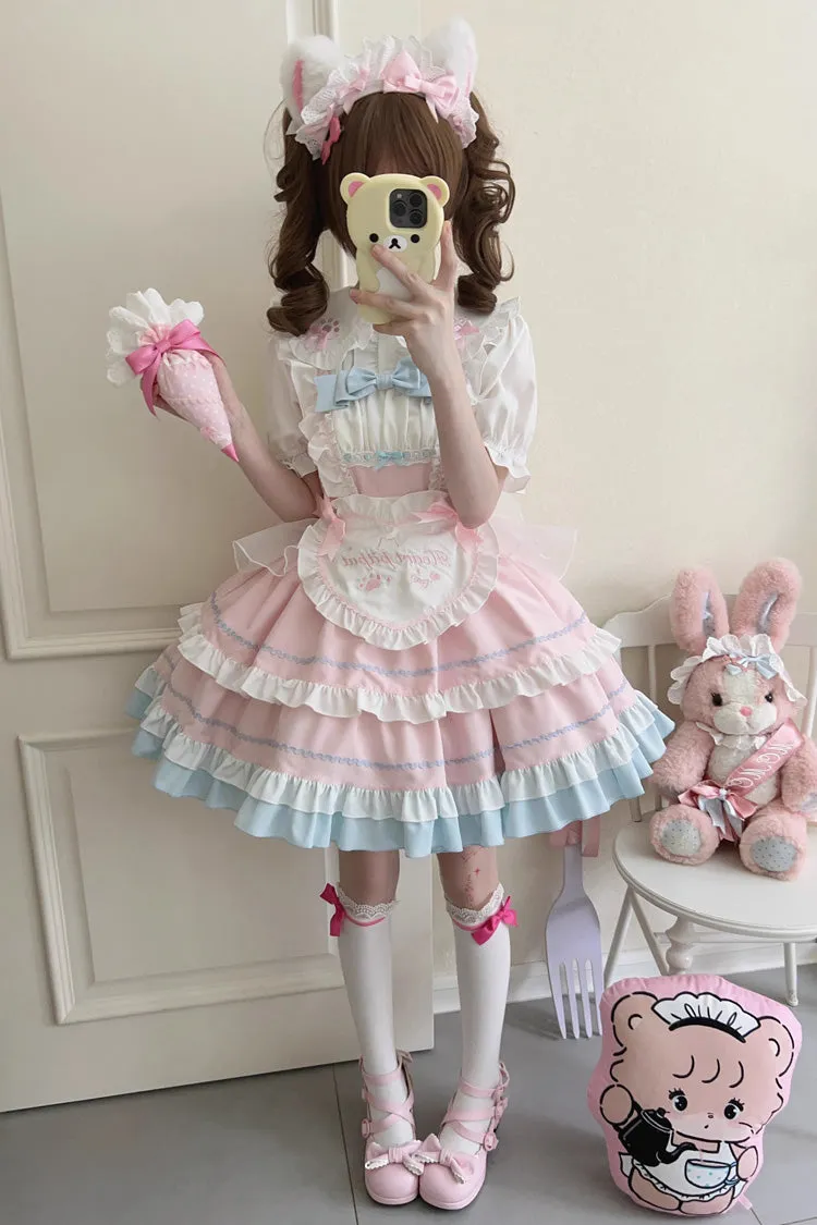 Cat Ear Story Multi-layer Ruffle Bowknot Sweet Lolita Jsk Dress 4 Colors