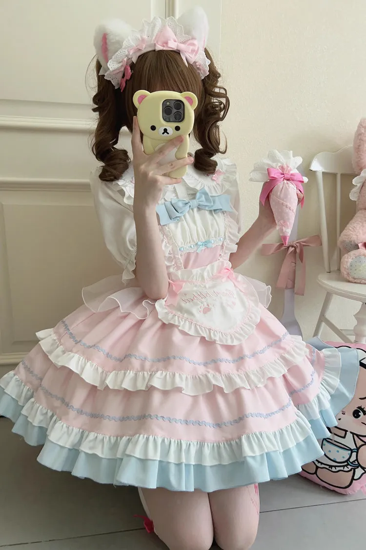 Cat Ear Story Multi-layer Ruffle Bowknot Sweet Lolita Jsk Dress 4 Colors