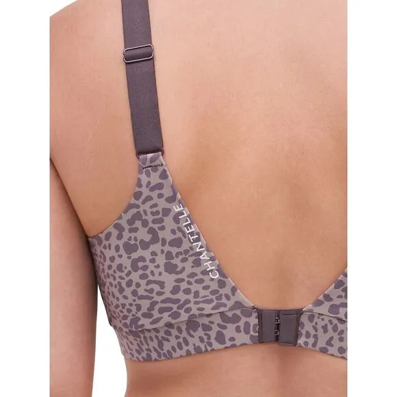 Chantelle Women Taupe Leopard Printed Wireless Low Impact Yoga Sports Bra Size S