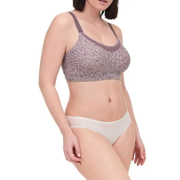 Chantelle Women Taupe Leopard Printed Wireless Low Impact Yoga Sports Bra Size S