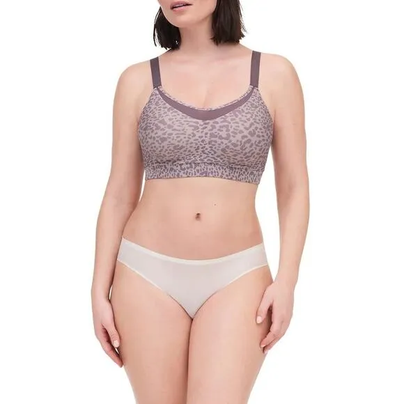 Chantelle Women Taupe Leopard Printed Wireless Low Impact Yoga Sports Bra Size S