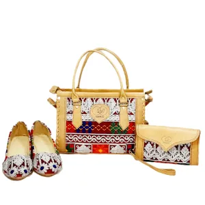 Chic Matching Bags and Shoes | Stylish Tote Bag with Clutch Purse and Ballet Shoes Nk-216
