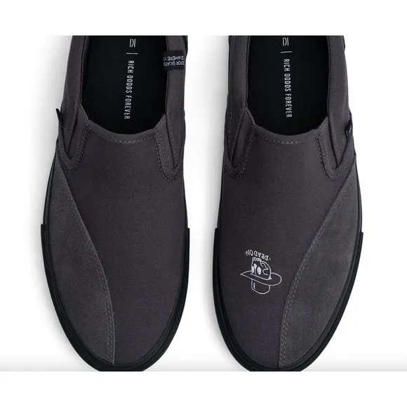Clearweather Dodds Black Skull Slip On Skate Shoe