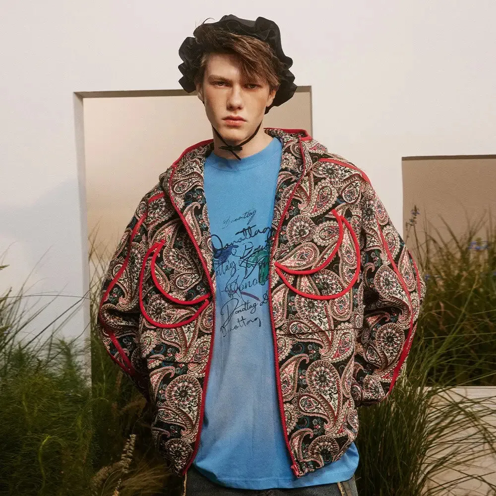 Colorful Y2K Cashew Flower Print Jacket in Luxurious Fabric