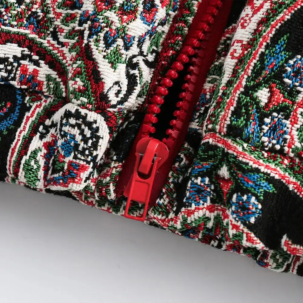 Colorful Y2K Cashew Flower Print Jacket in Luxurious Fabric
