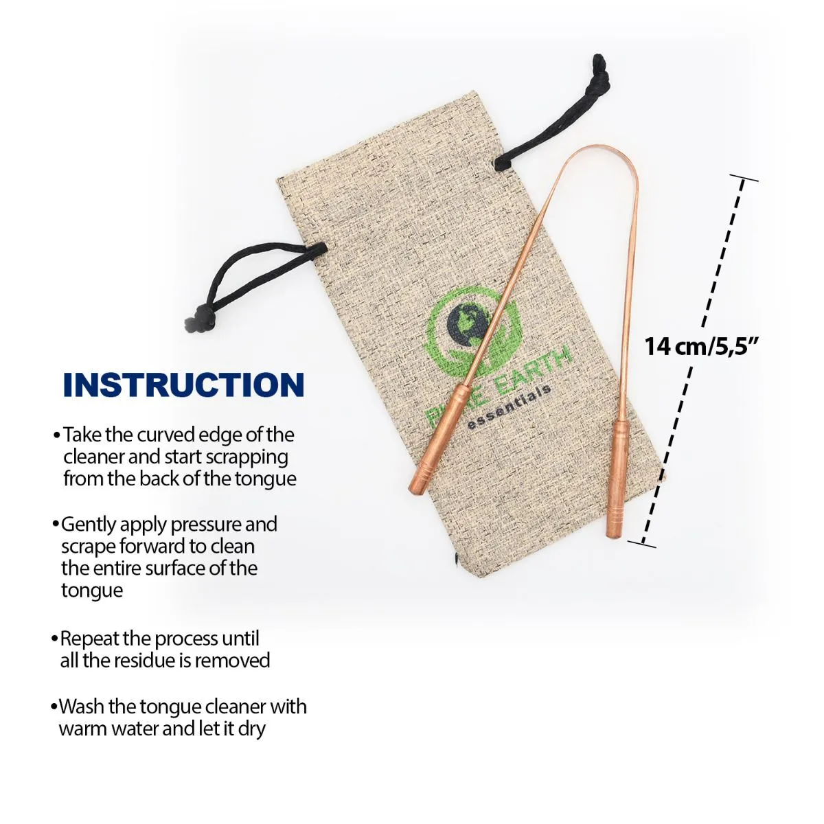 Copper Tongue Cleaner with Carry Bag - Single Pack - Starts at £3.19 per item