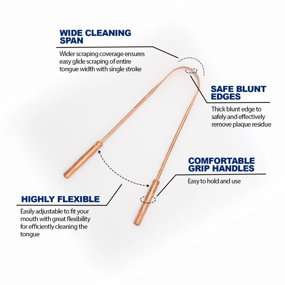 Copper Tongue Cleaner with Carry Bag - Single Pack - Starts at £3.19 per item