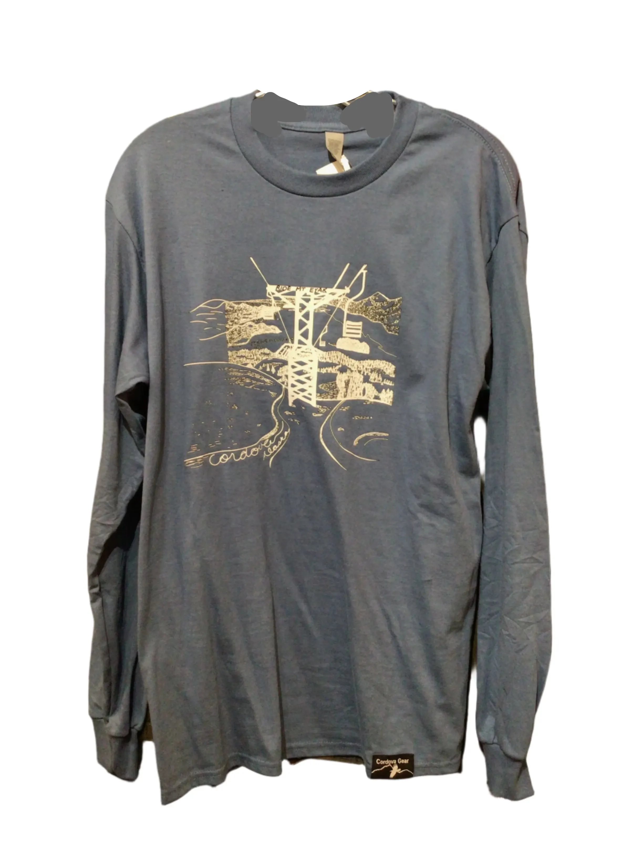Cordova Alaska Ride Mt. Eyak Long Sleeve T Shirt Blue