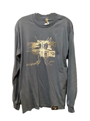 Cordova Alaska Ride Mt. Eyak Long Sleeve T Shirt Blue