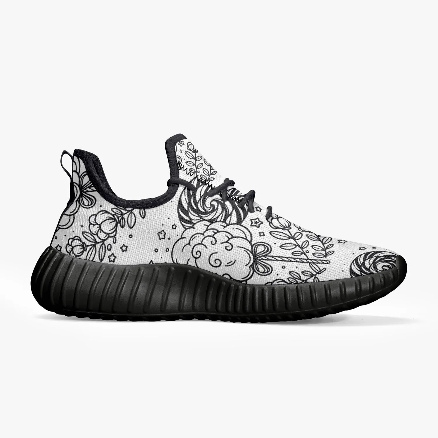 Cotton Candy -  Mesh Knit Sneakers - White/Black