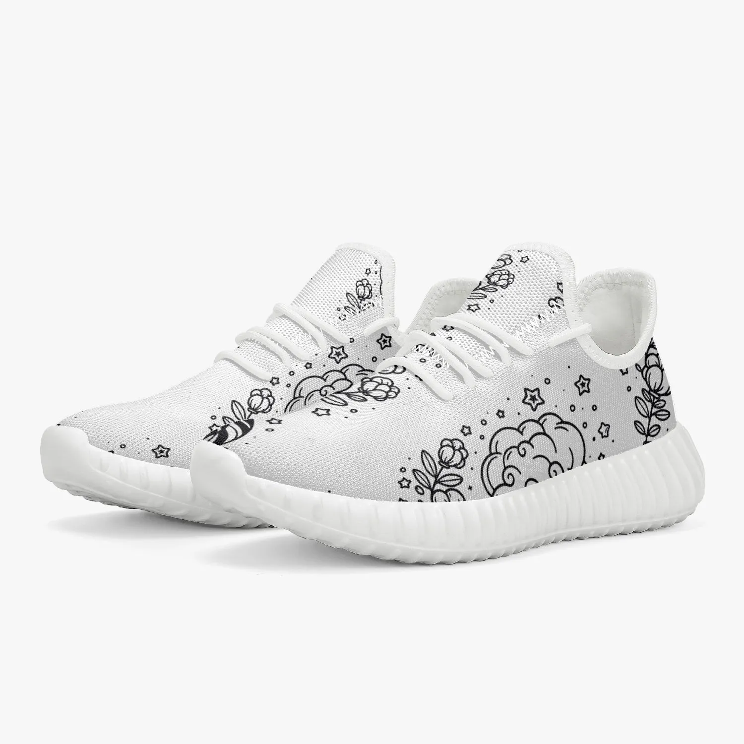 Cotton Candy -  Mesh Knit Sneakers - White/Black