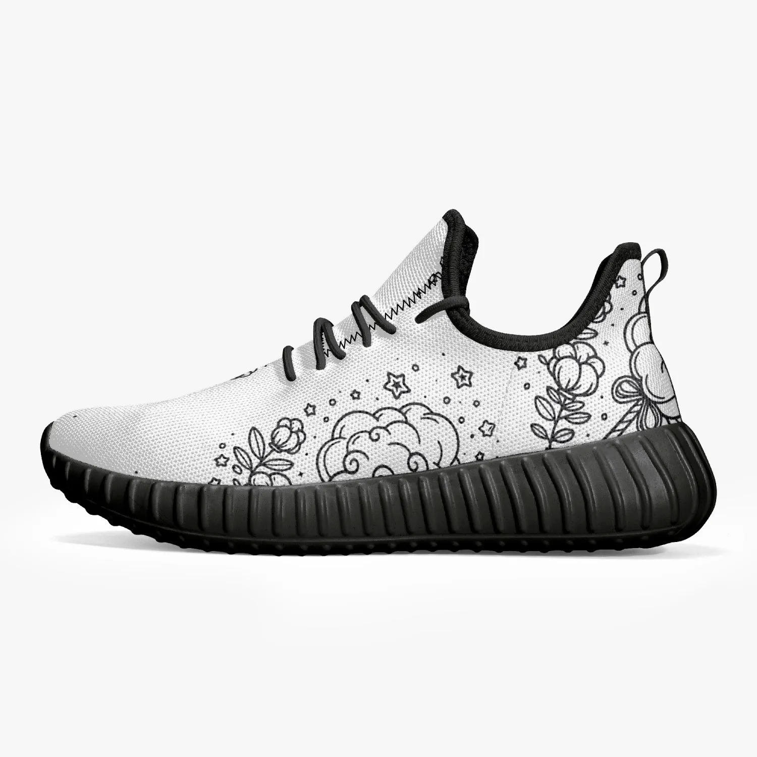 Cotton Candy -  Mesh Knit Sneakers - White/Black