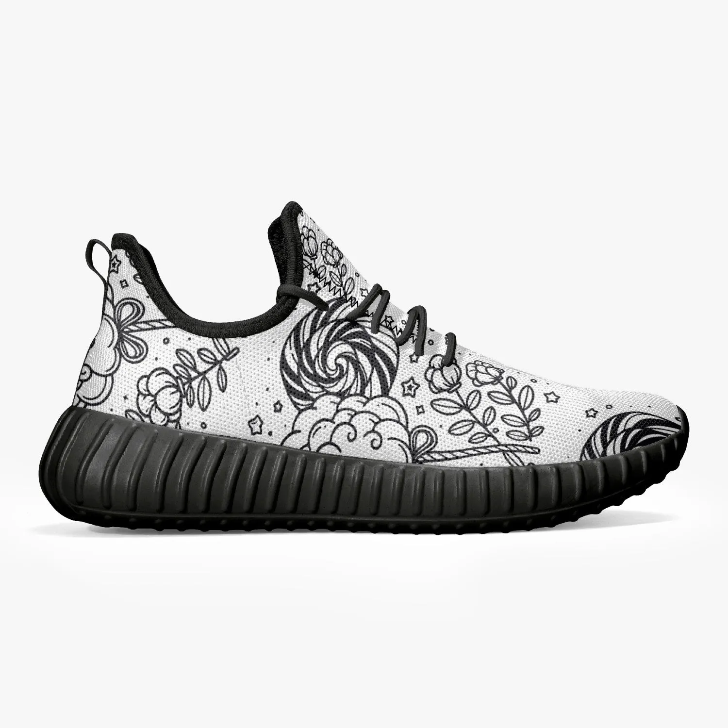 Cotton Candy -  Mesh Knit Sneakers - White/Black