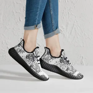 Cotton Candy -  Mesh Knit Sneakers - White/Black