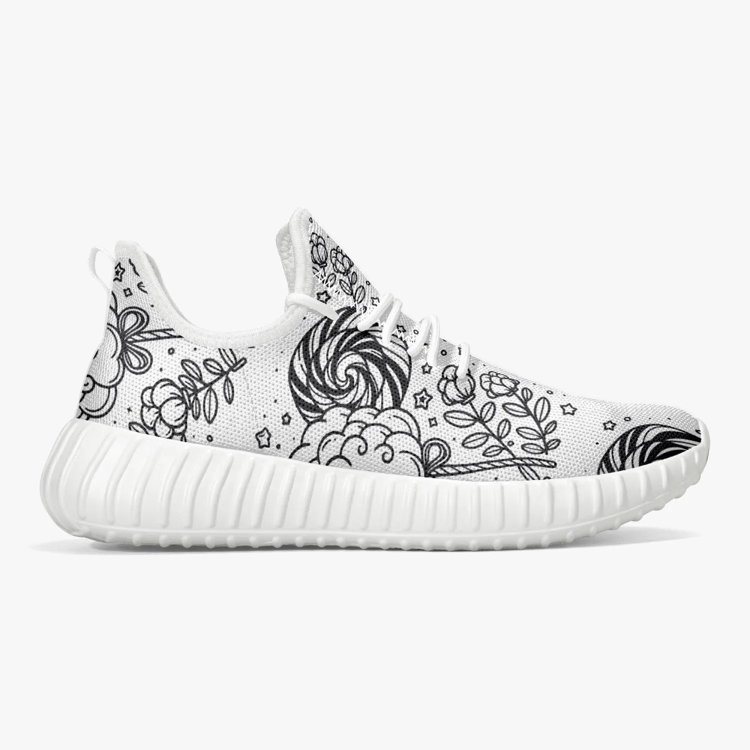 Cotton Candy -  Mesh Knit Sneakers - White/Black