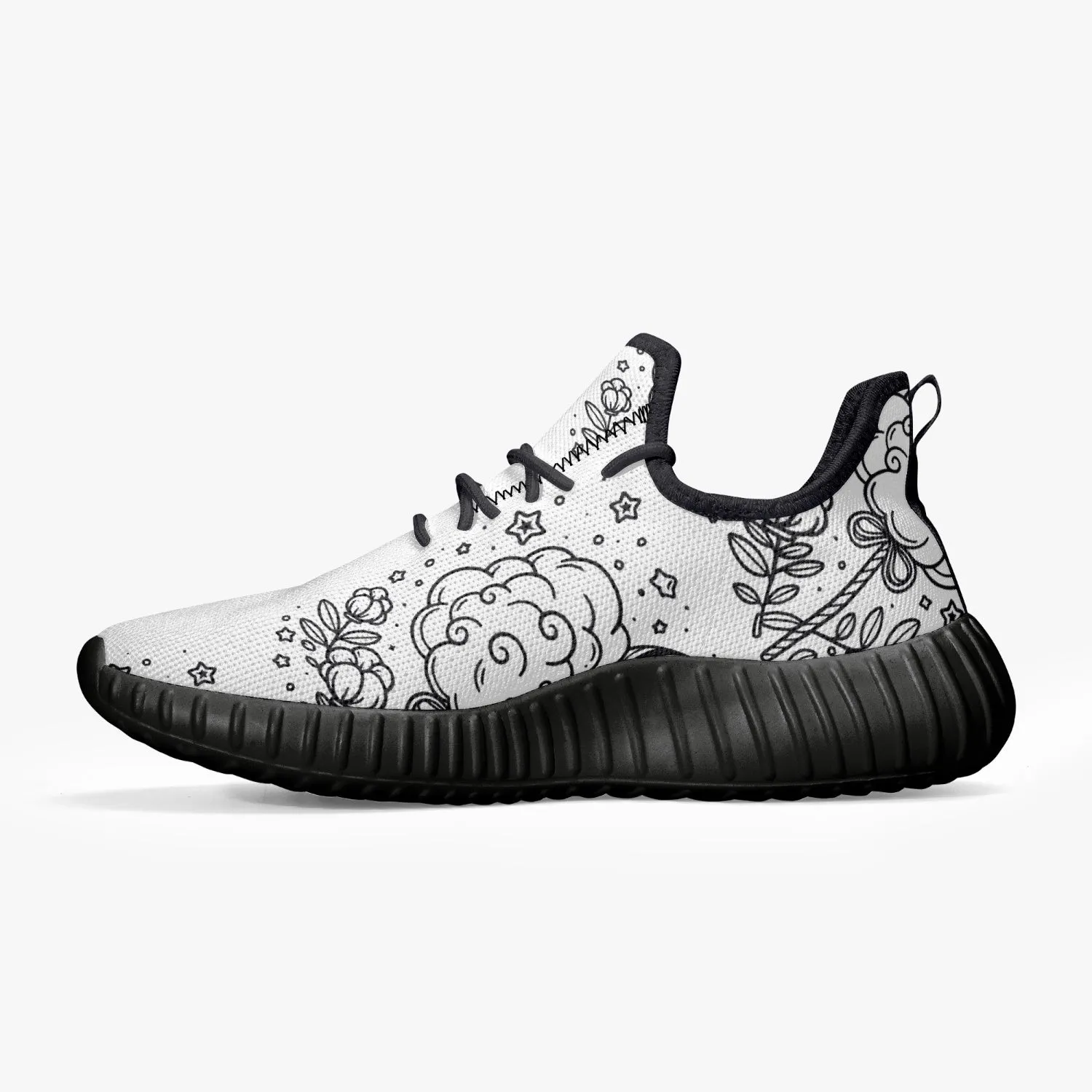 Cotton Candy -  Mesh Knit Sneakers - White/Black
