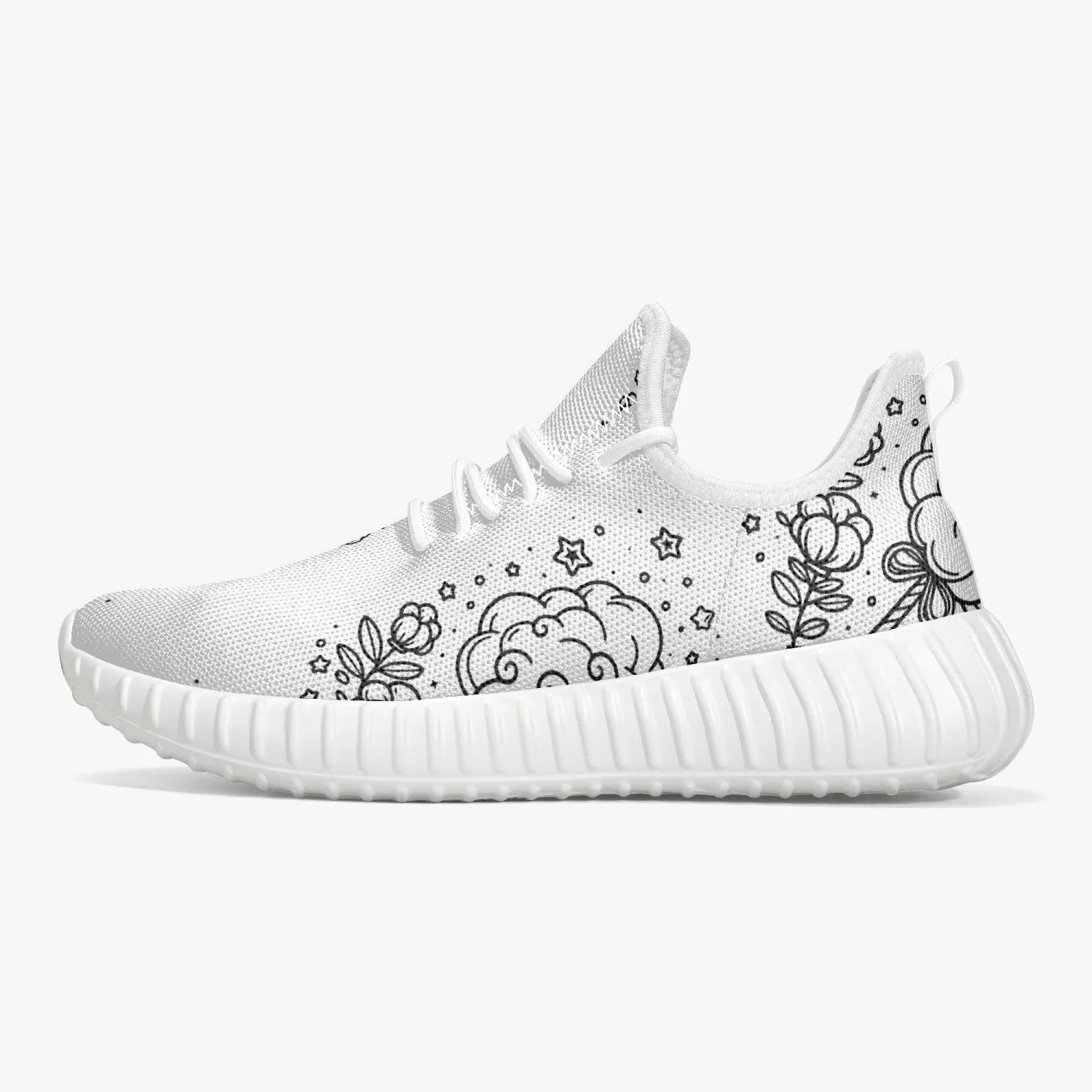 Cotton Candy -  Mesh Knit Sneakers - White/Black