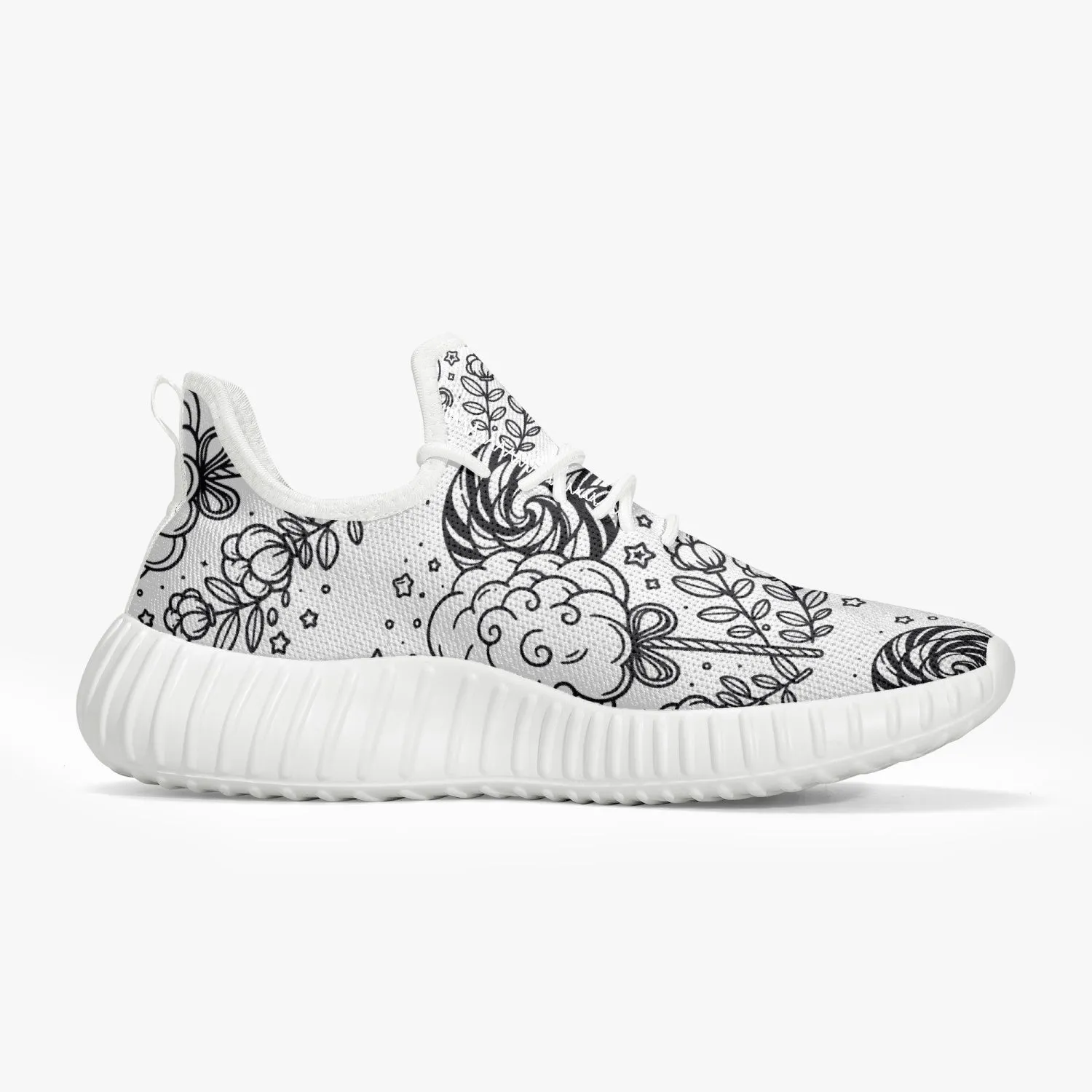 Cotton Candy -  Mesh Knit Sneakers - White/Black