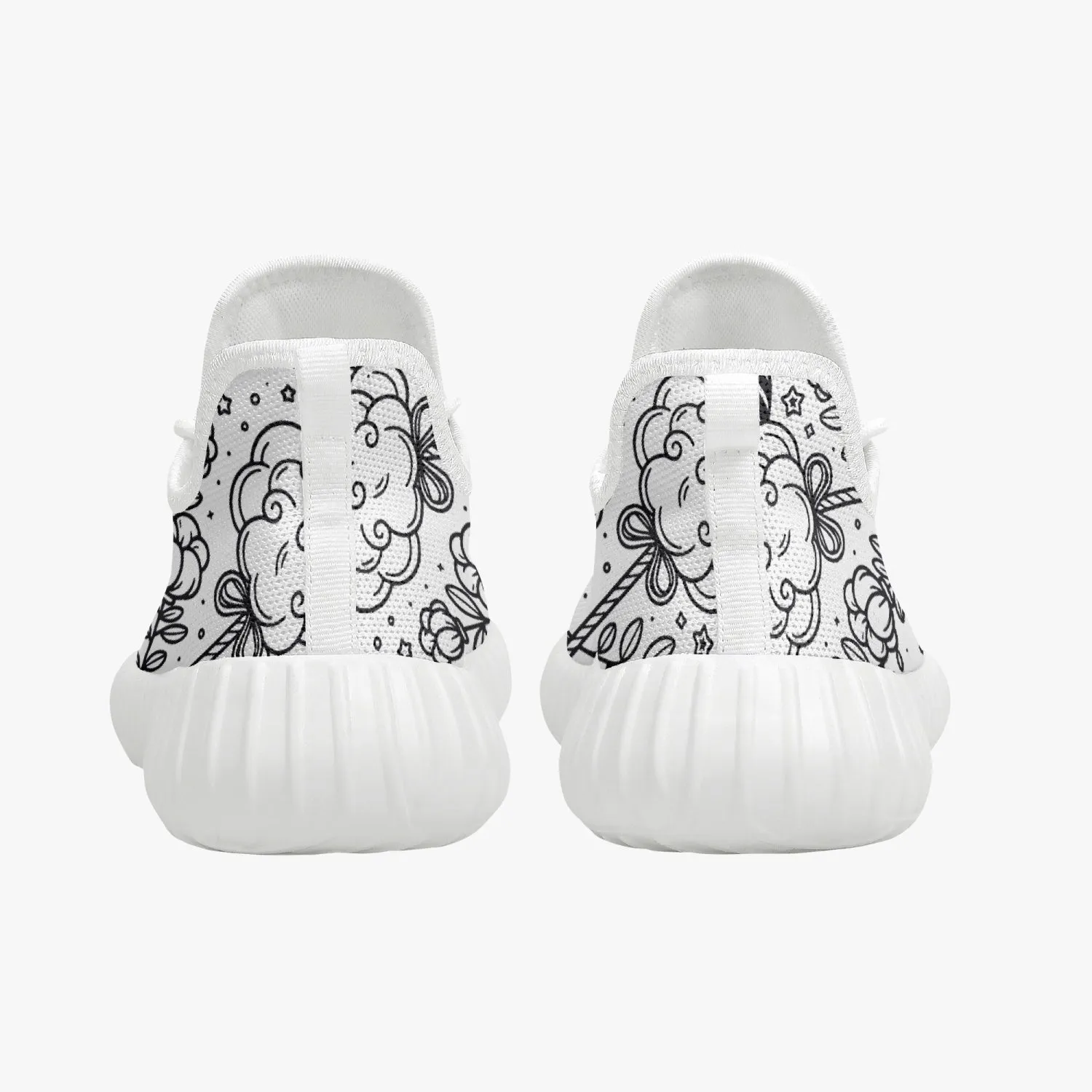 Cotton Candy -  Mesh Knit Sneakers - White/Black