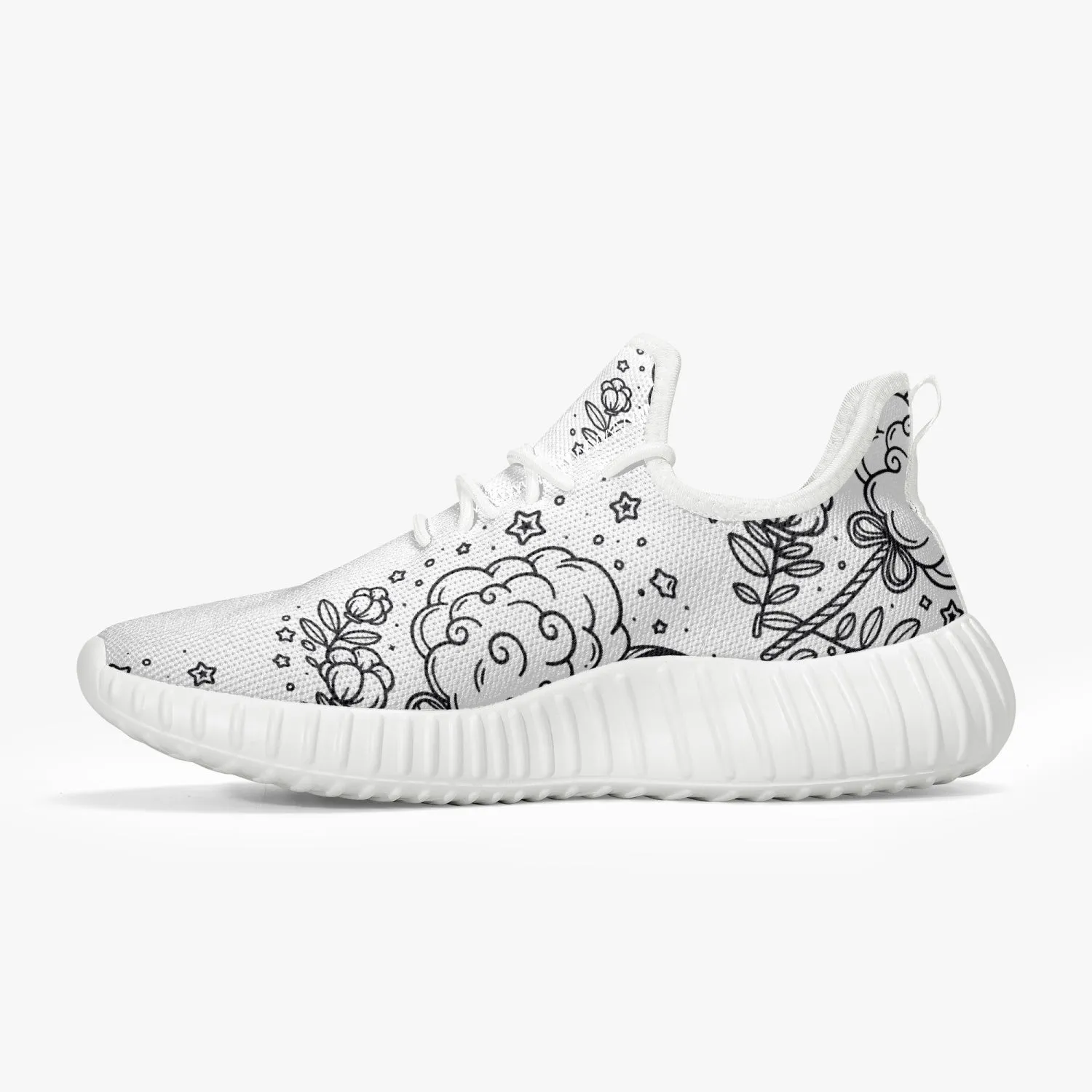 Cotton Candy -  Mesh Knit Sneakers - White/Black
