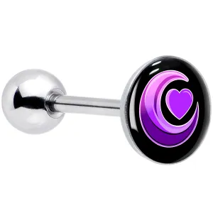 Crescent Moon Heart Barbell Tongue Ring