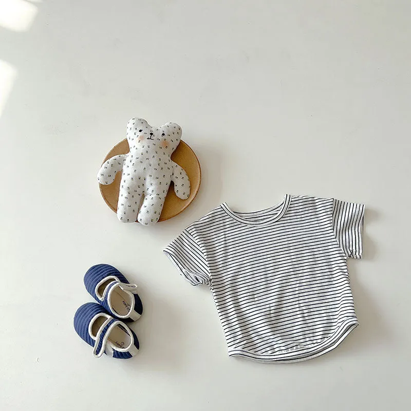 Denim Bear & Striped Tee Set