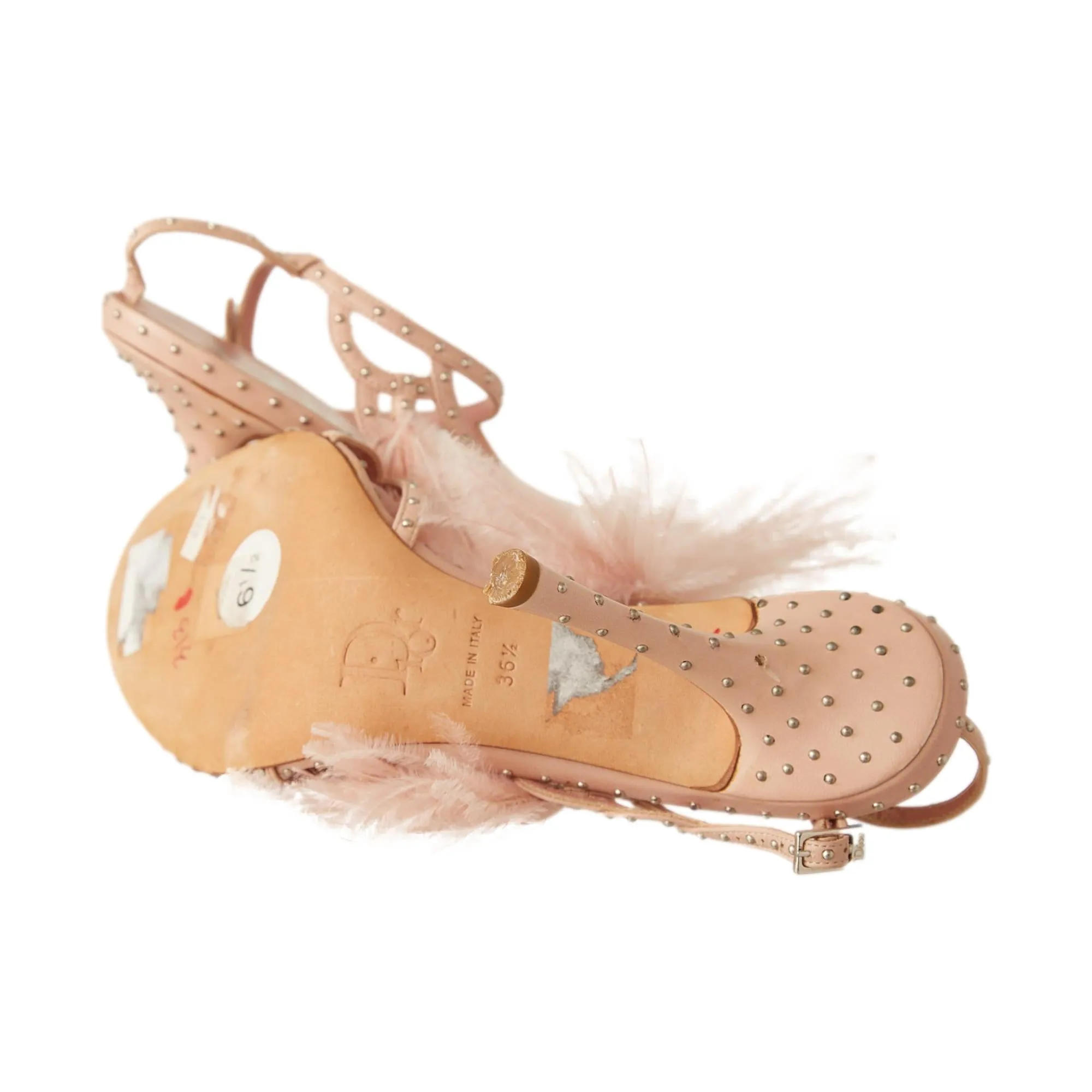 Dior Pink Studded Feather Heels