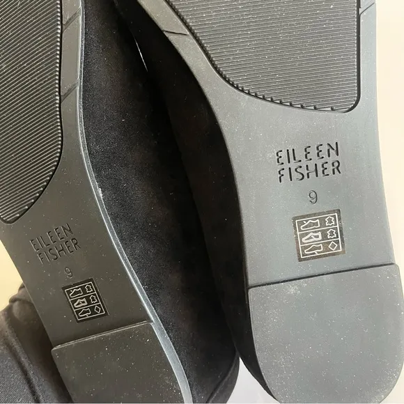 Eileen Fisher Women's 9 Una Hidden Wedge Ballet Flat Black Suede Leather