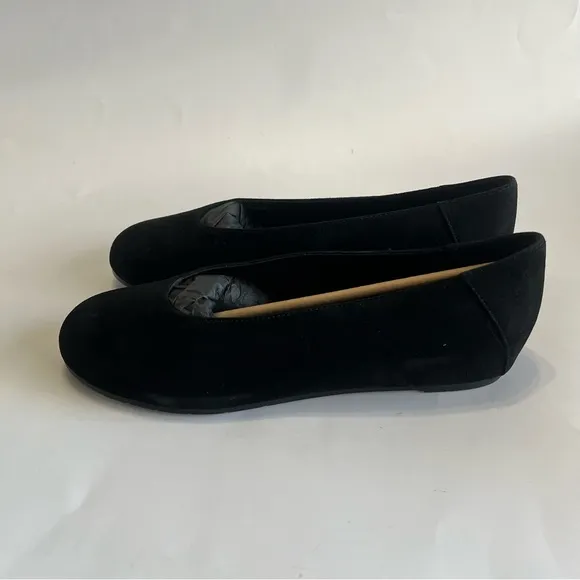 Eileen Fisher Women's 9 Una Hidden Wedge Ballet Flat Black Suede Leather