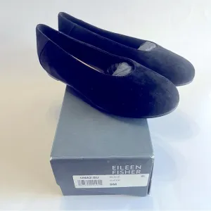 Eileen Fisher Women's 9 Una Hidden Wedge Ballet Flat Black Suede Leather