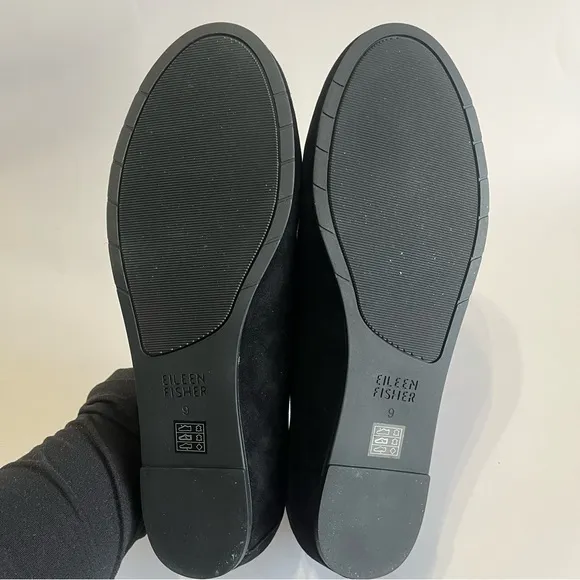 Eileen Fisher Women's 9 Una Hidden Wedge Ballet Flat Black Suede Leather